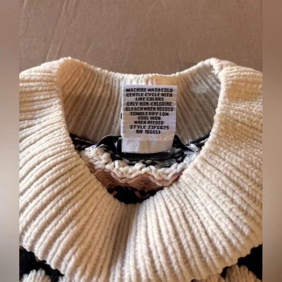 Allison + Zoe Striped Chenille Popcorn Knit Sweater XL Cream Pink Black 23FS475 - Picture 7 of 7